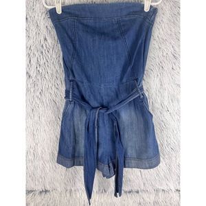 Celebrity Pink Jeans Denim Dress Womans Medium Strapless Belted Romper NWT